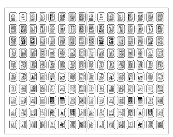 Black and White Tiny Tarot Stickers 0.625" x 0.5" for Tarot Journal, Tarot Planner, Tarot Workbook, Track Tarot Readings, Tarot Beginner