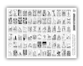Mini Tarot Stickers (0.73 inch) - Black and White Tarot Stickers - Full Deck - Tarot Journal - Tarot Journaling - 78 Stickers