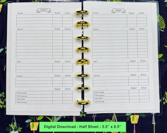 Half Letter Simple Budget Discbound Planner Printable Insert PDF - Discs Financial Printable Tracker, Savings Printable, Financial Planner