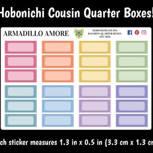 Hobonichi Cousin Rainbow Quarter Boxes - Colorful Planner Stickers - Label Stickers - Productivity Functional Minimalist Stickers -  303