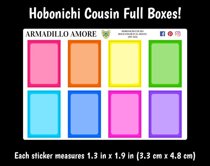 Hobonichi Cousin Bold Colors Full Boxes {8 Fancy Matte or Glossy Planner Stickers} 322