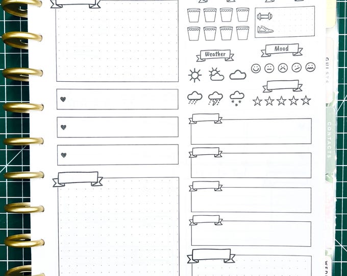 BIG HP Daily Tracking Planner Printable PDF - 1 Page Dot Grid Planning Productivity Day Planner Discbound Insert Undated Blank Letter Size