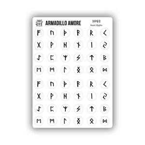 Rune glyph planner stickers - 0,375 inch stickers voor kalender of Bullet Journal - Elder Futhark - runenalfabet - Germaanse runen - 1092