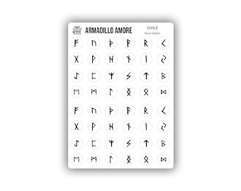 Rune Glyph Planner Stickers - 0.375 inch Stickers for Calendar or Bullet Journal - Elder Futhark - Runic Alphabet - Germanic Runes - 1092