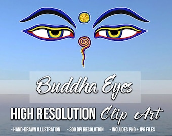 HIGH RESOLUTION Buddha Eyes Clip Art - Clipart - Hand Drawn Illustration - Buddhism - Buddhist - Digital Download - Wisdom - Compassion