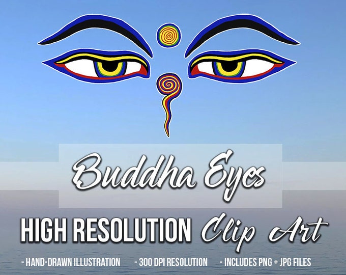 HIGH RESOLUTION Buddha Eyes Clip Art - Clipart - Hand Drawn Illustration - Buddhism - Buddhist - Digital Download - Wisdom - Compassion
