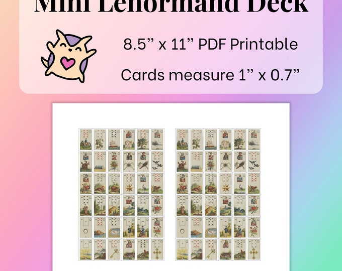 DIGITAL Mini Lenormand Card Deck (1" x 0.7") PDF - Lenormand Printable - Lenormand Beginner - Lenormand Reading - Digital Lenormand DIY