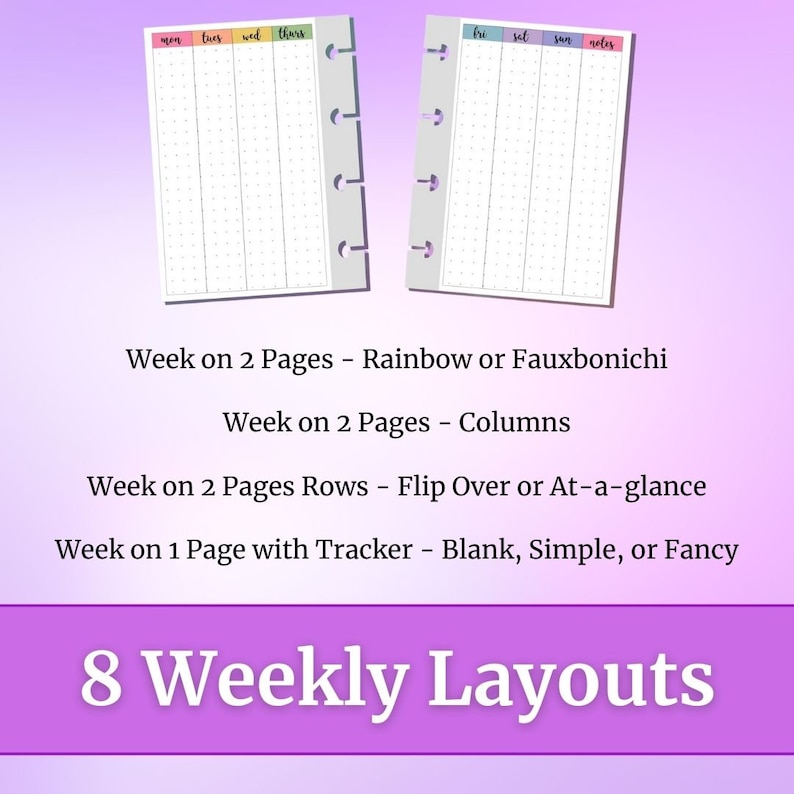 MICRO HP Weekly & Monthly Planner Spreads 14 Inserts Printable Bundle