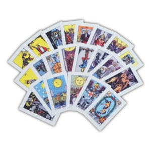 Stickers pour cartes de tarot - 2,5 pouces (taille standard) - Pack d'autocollants de tarot - Arcanes majeurs - Jeu de cartes complet - Stickers de tarot transparents - DC14