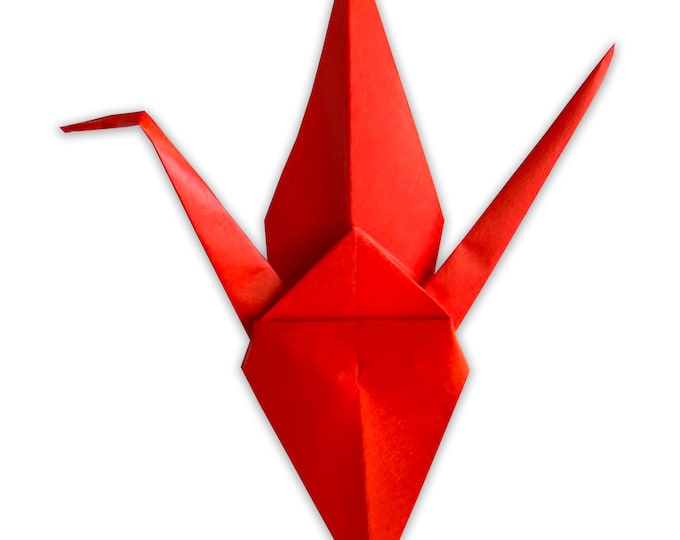 Red Handmade Japanese Origami Peace Crane 3 inch Wedding Favor, Party Decoration, Mindfulness Zen Decor, Meditation Room, Minimalist Gift