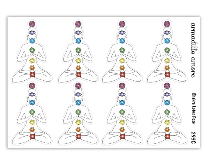 Lotus Pose Woman Chakra Stickers - Enlightenment - Yoga - Hinduism - 293C