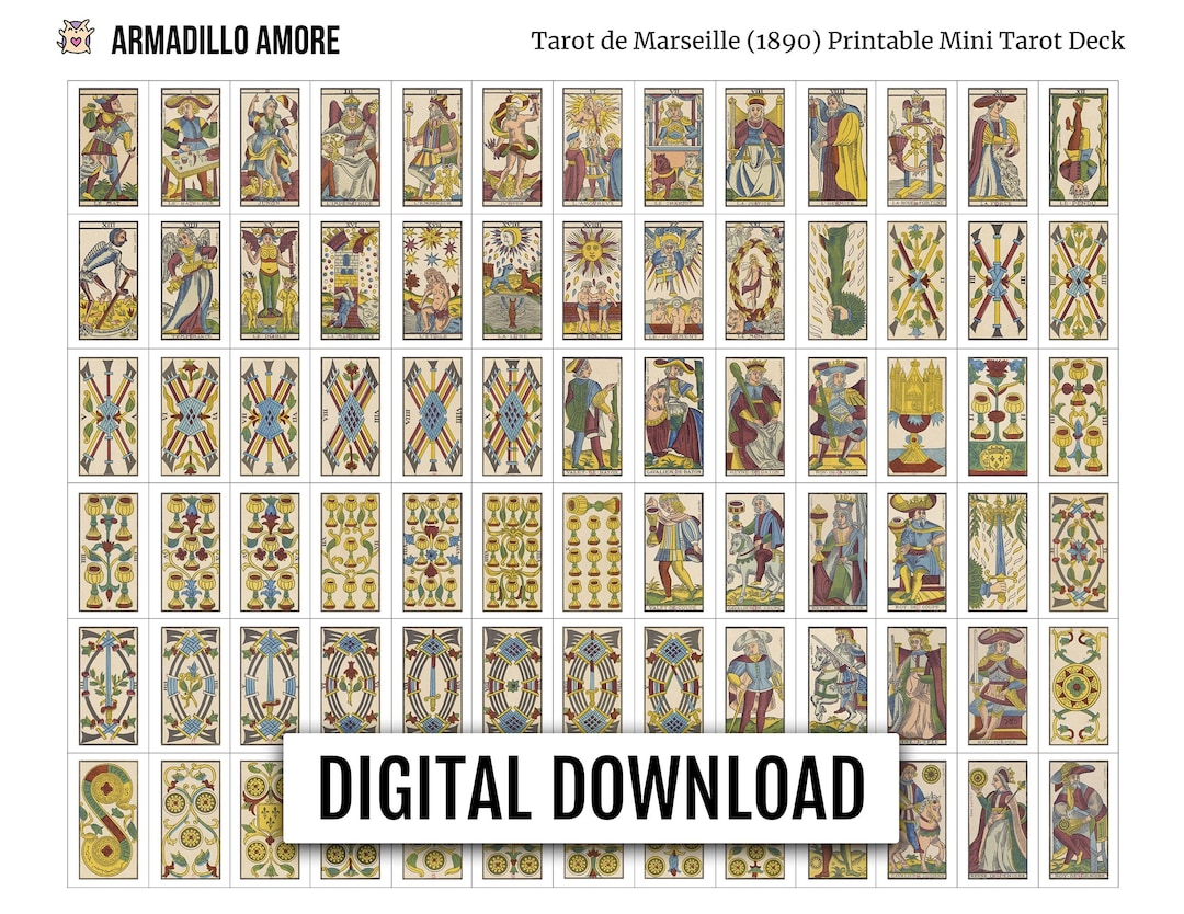 DIGITAL Tarot De Marseilles Mini (1.1 Inch Tall) Deck