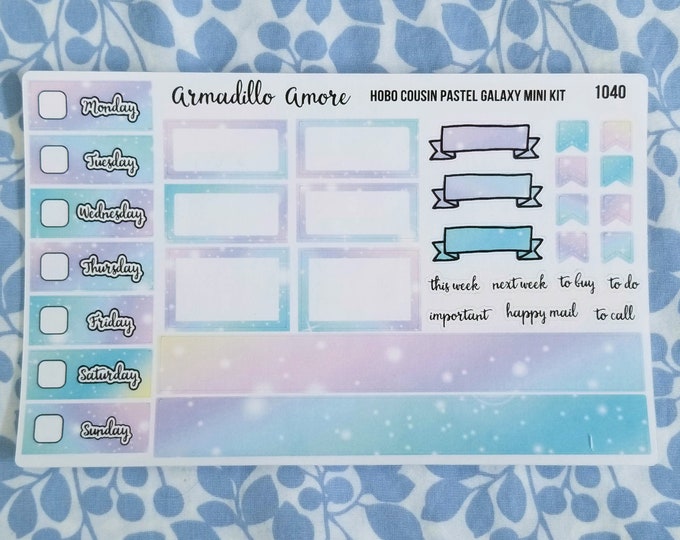Hobonichi Cousin Pastel Galaxy Mini Kit - A5 - Weekly Planner Sticker Kit - 1040
