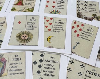 Lenormand Card Stickers - 2.5 inch x 1.75 inch - Lenormand Oracle 36 Sticker Pack -  Divination Cartomancy Sticker Bundle - DC14