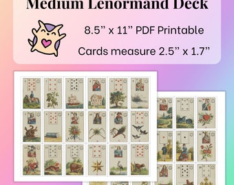 DIGITAL Medium Lenormand Card Deck (2.5" x 1") PDF - Lenormand Printable - Lenormand Beginner - Lenormand Reading - Digital Lenormand DIY