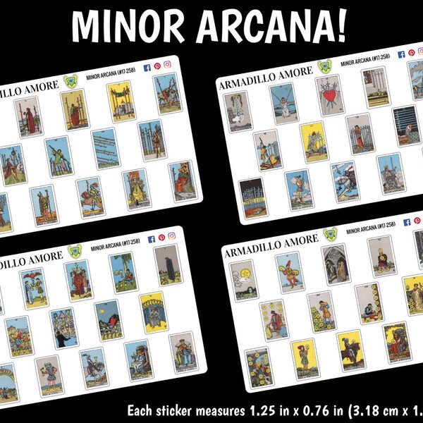 Minor Arcana Tarot Card Stickers - Regular Size (1.25 inch) - Clear Tarot Stickers - Tarot Journal Stickers - 258