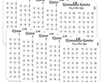 Tiny Zodiac Glyph Stickers - 0.18 inch Tiny - 720 Sticker Pack - Astrology Calendars, Planners - Track Planetary Astrological - 1011