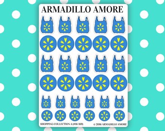 Walmart Inspired Store Bag Logo Icon Planner Stickers - Track Shopping Trips - 169