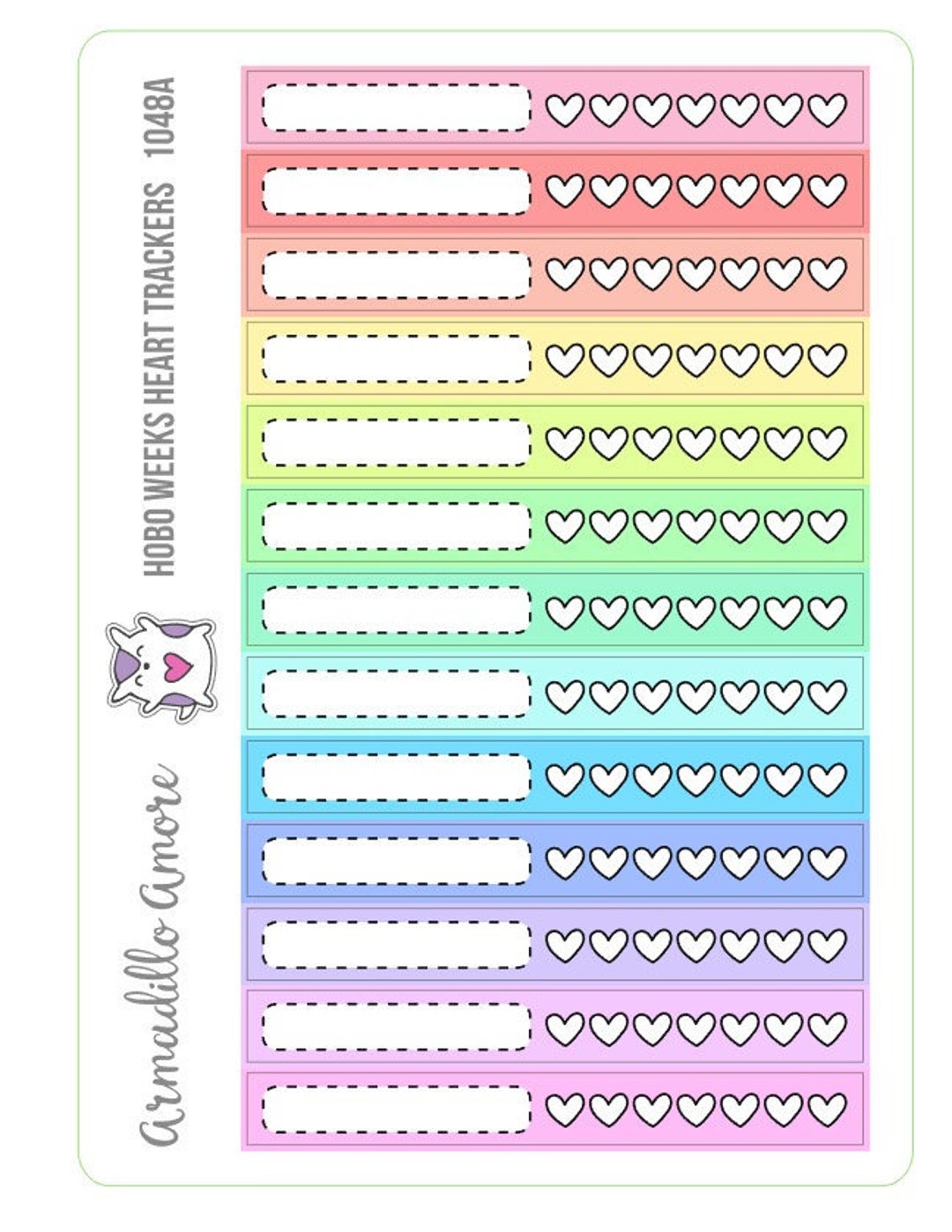 Hobonichi Weeks Rainbow Heart Habit Tracker Stickers - Pastel Planner ...