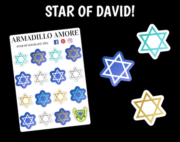 Star of David Stickers - Jewish Stickers, Jewish Star, Hanukkah Stickers, Hanukkah Gift, Jewish Gift, Jewish Holidays, Judaism Gift - 297