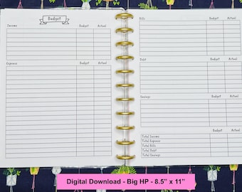BIG HP Extended Budget Planner Printable Insert - Financial Printable Tracker, Savings Printable, Financial Planner, Budget pdf Letter Size