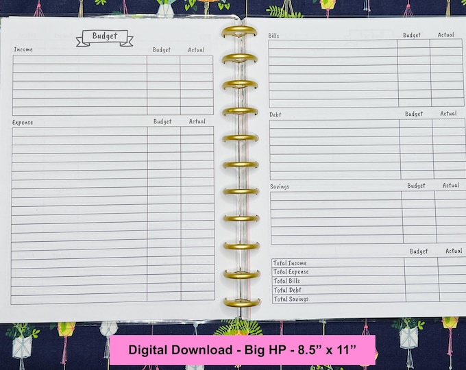 BIG HP Extended Budget Planner Printable Insert - Financial Printable Tracker, Savings Printable, Financial Planner, Budget pdf Letter Size