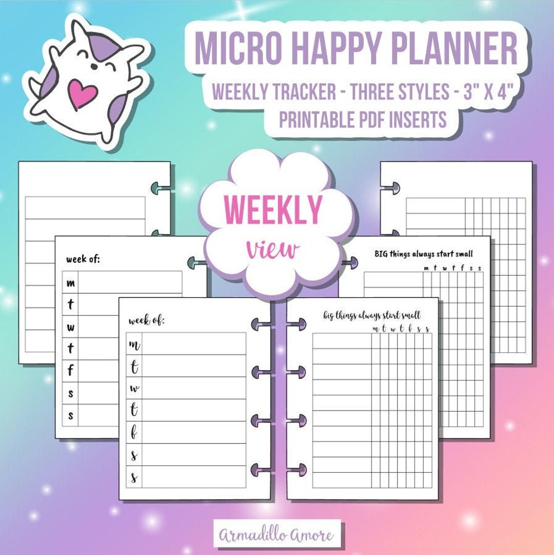 MICRO HP Happy Planner Notes Weekly Digital Printable Insert - Simple ...