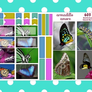 Minikit Hobonichi Cousin - Sueños de Mariposa - Kit Fotográfico Semanal {30 Pegatinas Elegantes para Planificador Mate o Brillante} 603