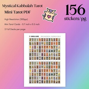 Mini baraja de Tarot de la Cábala Mística (PDF y JPG) imprimible para planificador de tarot, diario de tarot, libro de trabajo de tarot y mini pegatinas de tarot imprimibles.