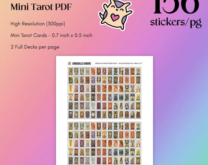Mini Mystical Kabbalah Tarot Deck Printable PDF & JPG for Tarot Planner, Tarot Journal, Tarot Workbook, Printable Mini Tarot Stickers
