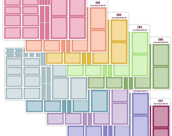 Hobonichi Cousin Rainbow Mini Kit - Variety Functional Box Planner Stickers - 582A