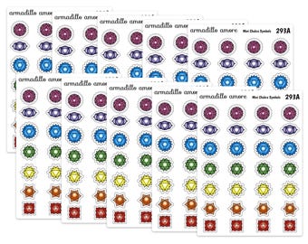 Mini Chakra Stickers - Meditation Sticker, Spiritual Sticker, Mindfulness Sticker, Seven Chakras, Heart Chakra, Sacral Chakra - 293A