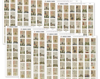 Small Lenormand Card with Meaning Stickers (1 inch) - Journaling Stickers - 36 Cards Full Deck - Lenormand Oracle Journal Stickers - 761