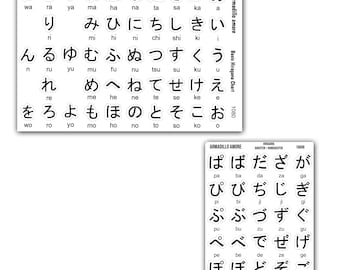 Basic Hiragana Stickers - Dakuten/Handakuten - Learn Japanese - Japan Language Learning - 1080