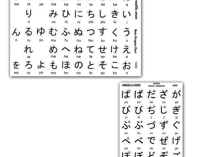 Basic Hiragana Stickers - Dakuten/Handakuten - Learn Japanese - Japan Language Learning - 1080