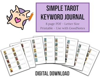 DIGITAL Simple Tarot Keyword Journal - 8 Page Printable PDF - Use with GoodNotes, Notability, iPad - Personal Guide to Tarot Meanings