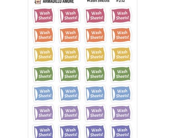 Wash Sheets Laundry Reminder Planner Stickers, Functional Chore Tracker Stickers, Bed Sheets Wash Day Household Task Stickers - 232