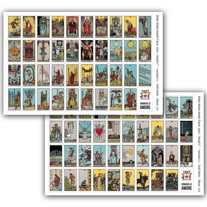  Joyppy 336 Pcs Tarot Stickers - 2.5 x 1.4 (6.3 cm x 3.6 cm) -  4 Sets RWS Full Deck Tarot Card Stickers for Tarot Journal & Planner - Tarot  Cheat