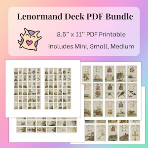 DIGITAL Lenormand Bundle 4 Card Decks (Mini, Small, Medium ) PDF - Lenormand Printable - Lenormand Beginner Lenormand Reading Lenormand DIY