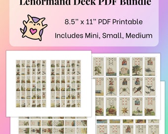DIGITAL Lenormand Bundle 4 Card Decks (Mini, Small, Medium ) PDF - Lenormand Printable - Lenormand Beginner Lenormand Reading Lenormand DIY