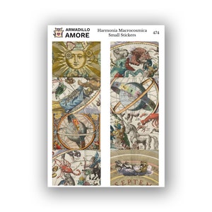 Adesivos de meia caixa da coleção Celestial - Adesivo do sistema solar, adesivos de diário de arte de constelação do zodíaco - 474