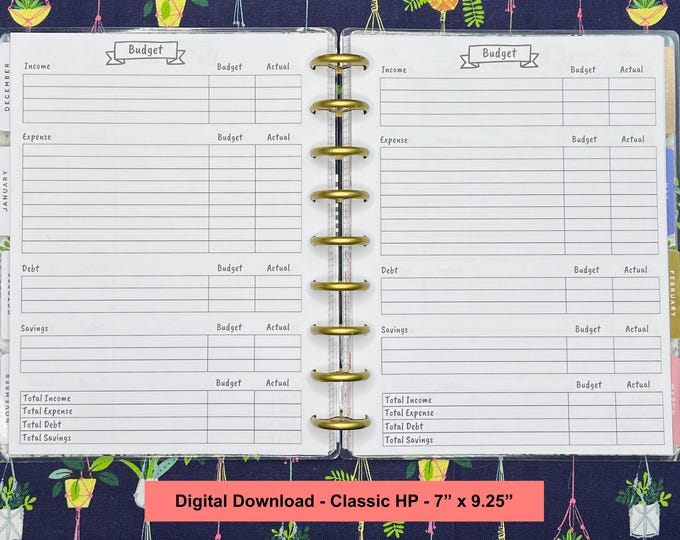CLASSIC HP Simple Budget Planner Printable - Financial Printable Tracker, Savings Printable, Financial Planner, Budget Planner pdf
