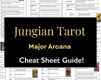 Major Arcana Tarot Jungian Guide PDF – 26 Page Archetype Cheat Sheet, Psychology of Tarot, Shadow Work, Self Discovery, Digital Download