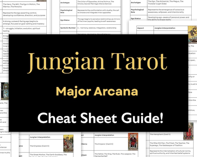 Major Arcana Tarot Jungian Guide PDF – 26 Page Archetype Cheat Sheet, Psychology of Tarot, Shadow Work, Self Discovery, Digital Download
