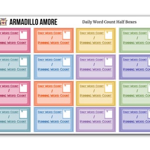 Daily Word Count Stickers - 16 Writing Stickers - Tracker Stickers - Half Box - Writer - NaNoWriMo - Write - Book - Novel - 1097