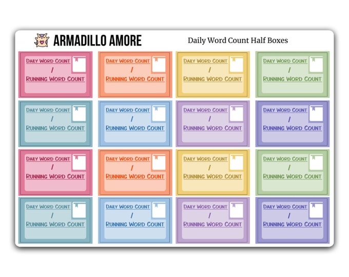 Daily Word Count Stickers - 16 Writing Stickers - Tracker Stickers - Half Box - Writer - NaNoWriMo - Write - Book - Novel - 1097