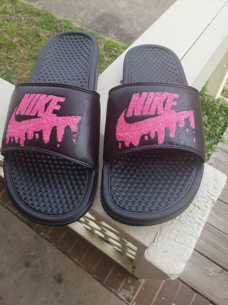 glitter nike slides