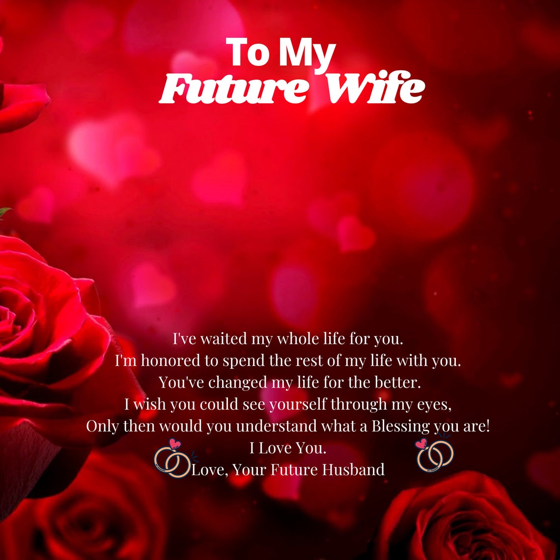 To my Future Wife Gift for Fiancé My Future WIfe Bride to Be Etsy