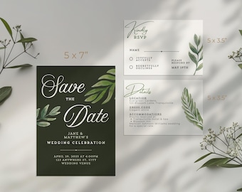 Digital Wedding Invitations, Editable Canva Template, Invitation Download, Printable Wedding Stationery, DIY Wedding Invitations, RSVP Card