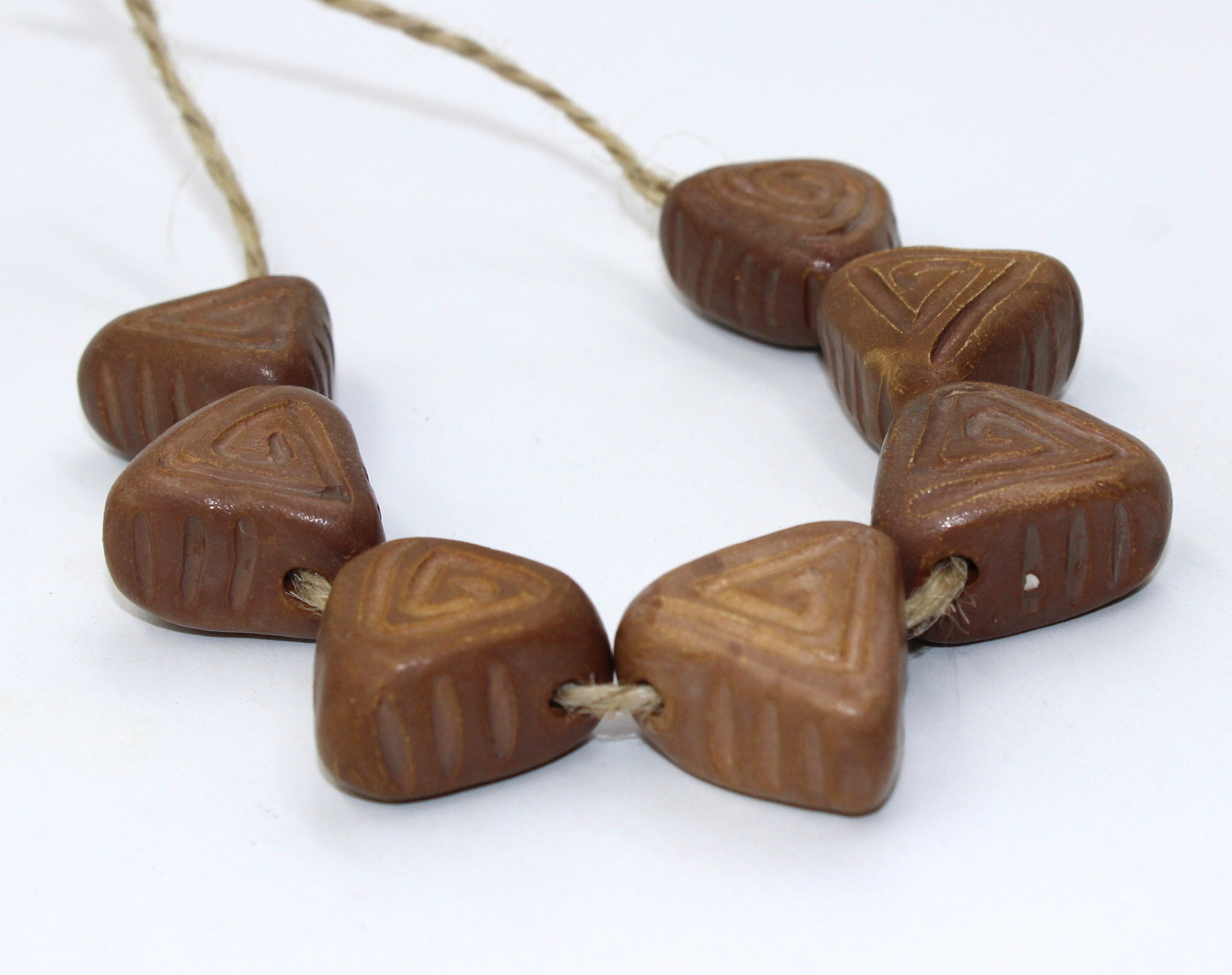 Set 7 Triangle Beads 20 23 mm Brown Texture Matte Beads Etsy
